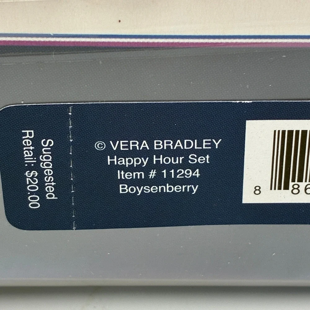 Vera Bradley Happy Hour Set Boysenberry Paisley Napkins‎ Coasters Placecards